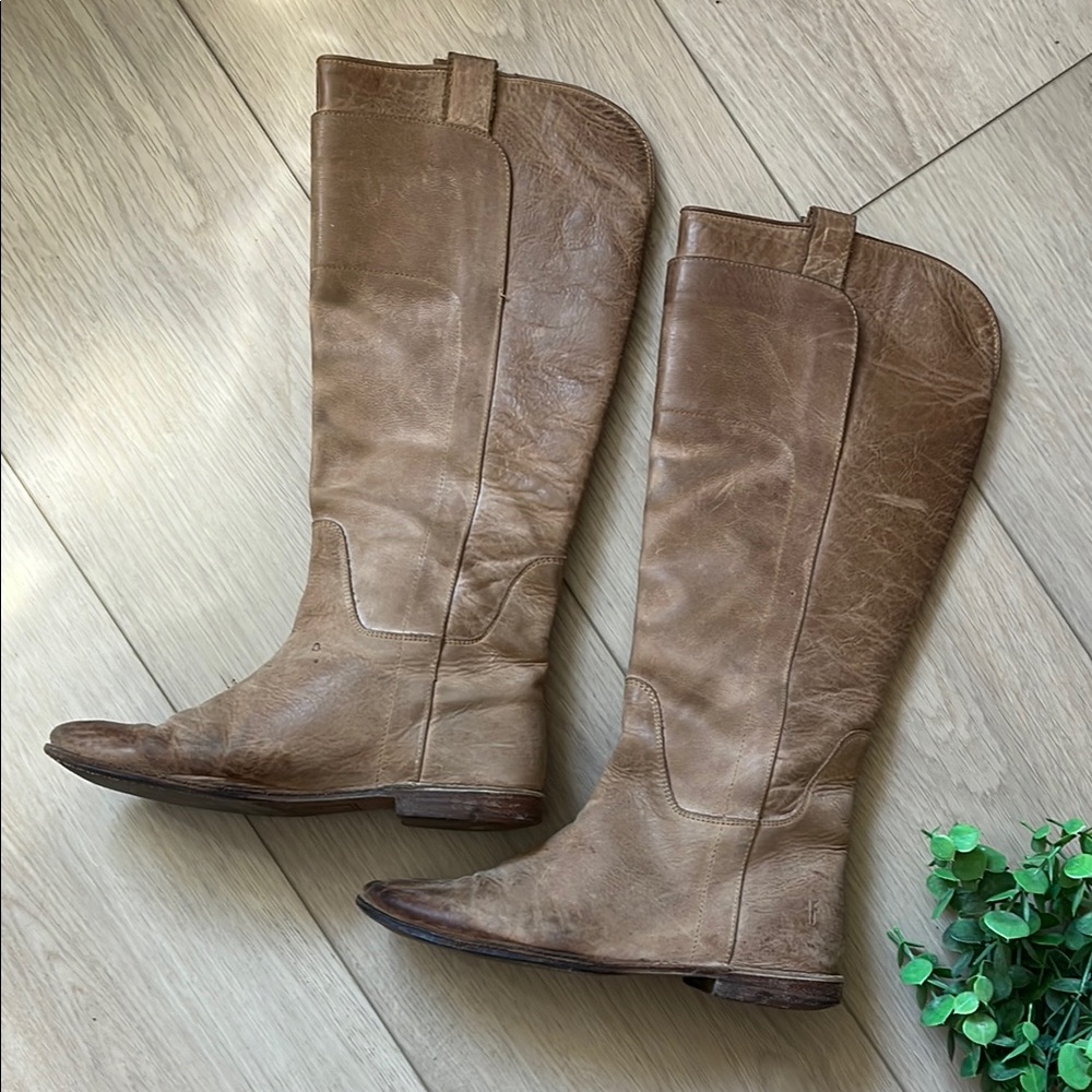 Frye Women's Tall Leather Riding Boots - Light Brown Size 8 1/2